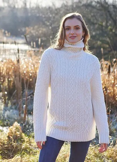 Maeve Aran Polo Neck Sweater